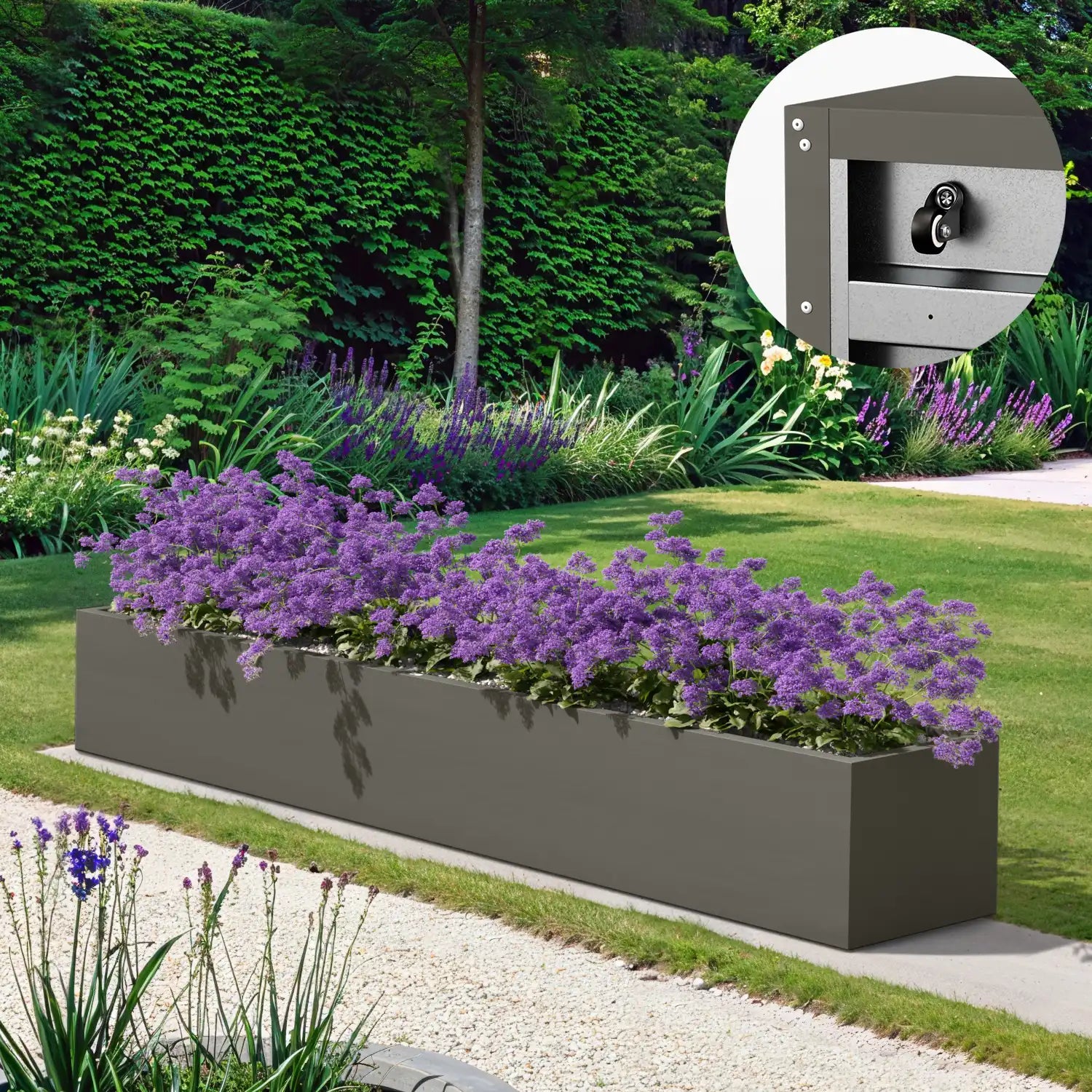 SEV Plantenbak op wielen 250x40x40