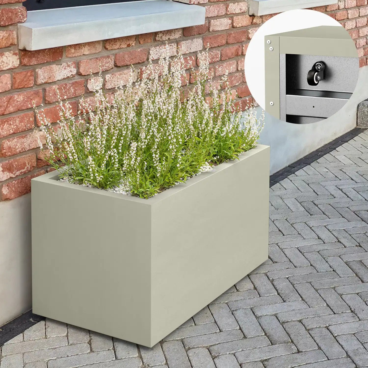 SEV Plantenbak op wielen 100x50x50 - Beige - met wielen