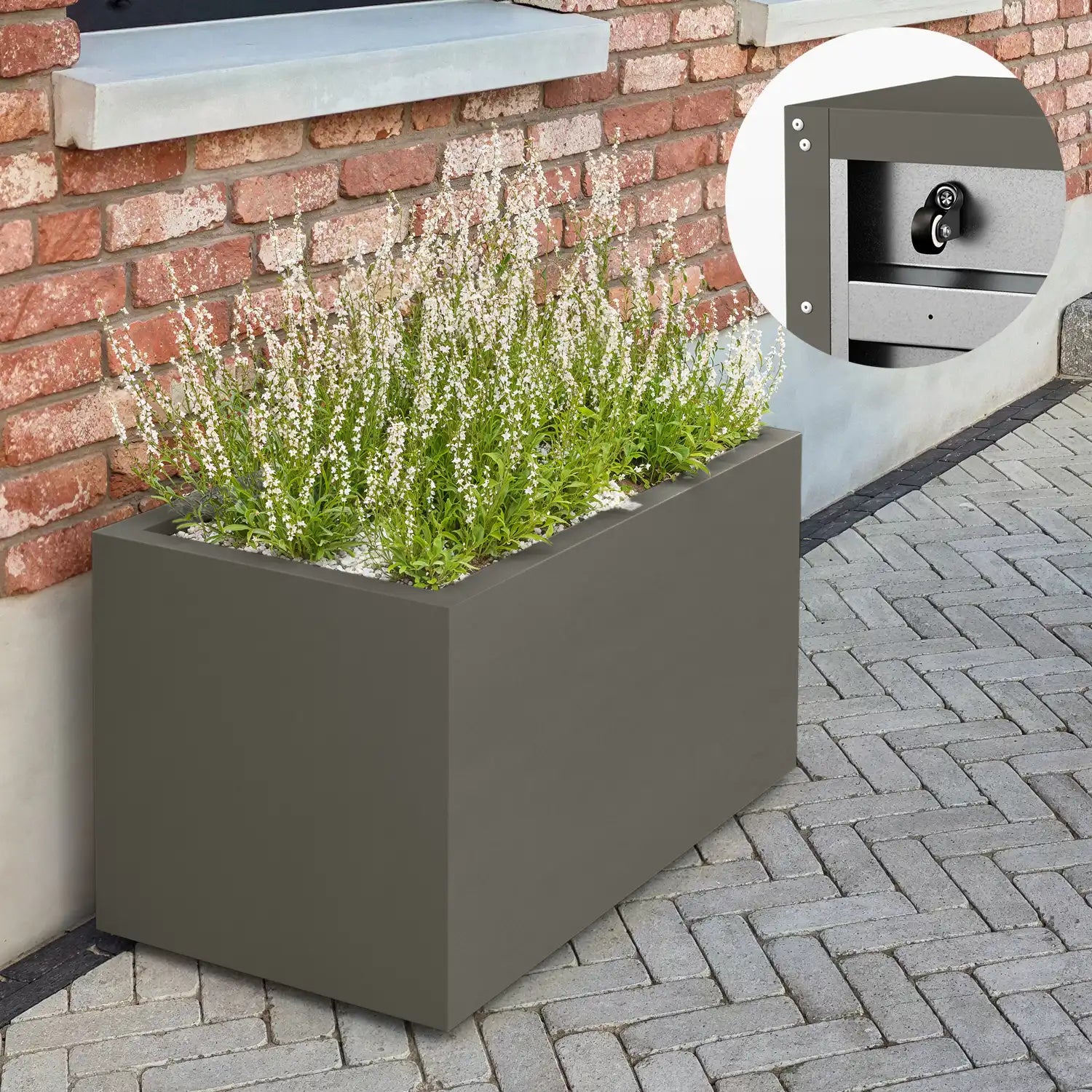 SEV Plantenbak op wielen 100x50x50 - Kwartsgrijs - met wielen