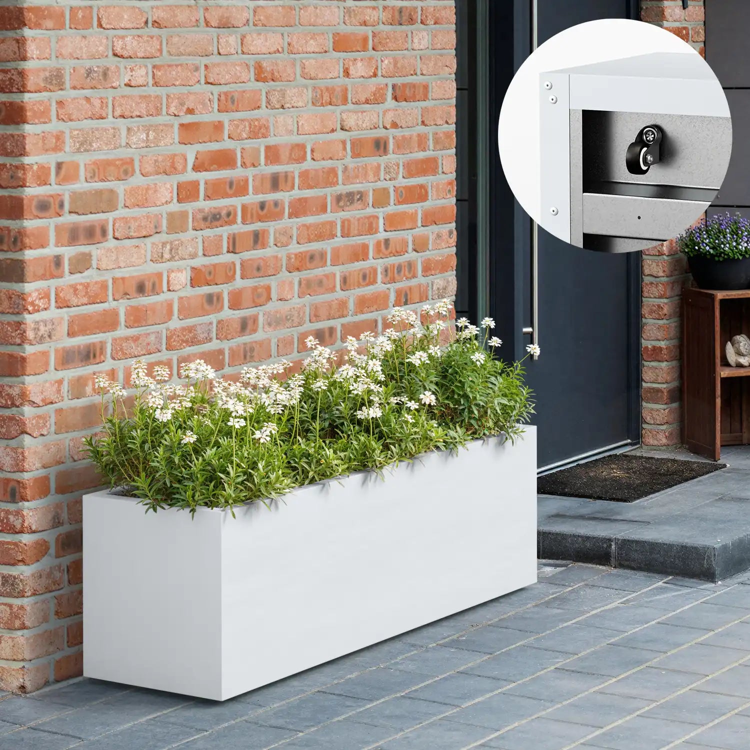 SEV Plantenbak op wielen 150x50x50 - Wit - met wielen