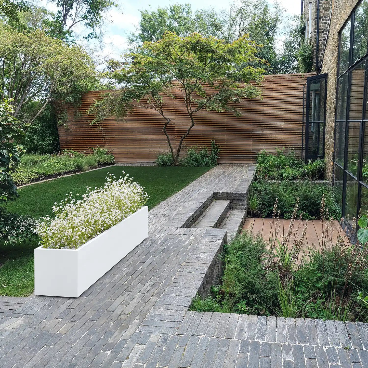 SEV Plantenbak op wielen 200x50x50 - Wit - plantenbak