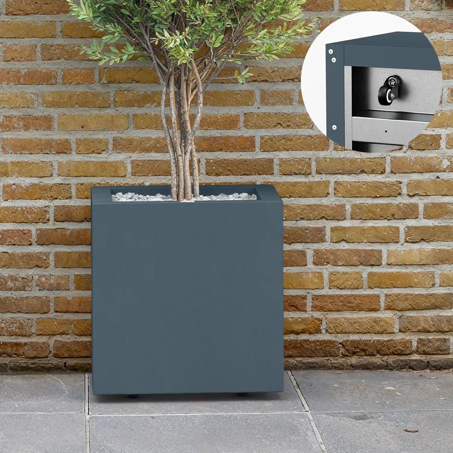SEV Plantenbak op wielen 40x40x40 - Antraciet - met wielen