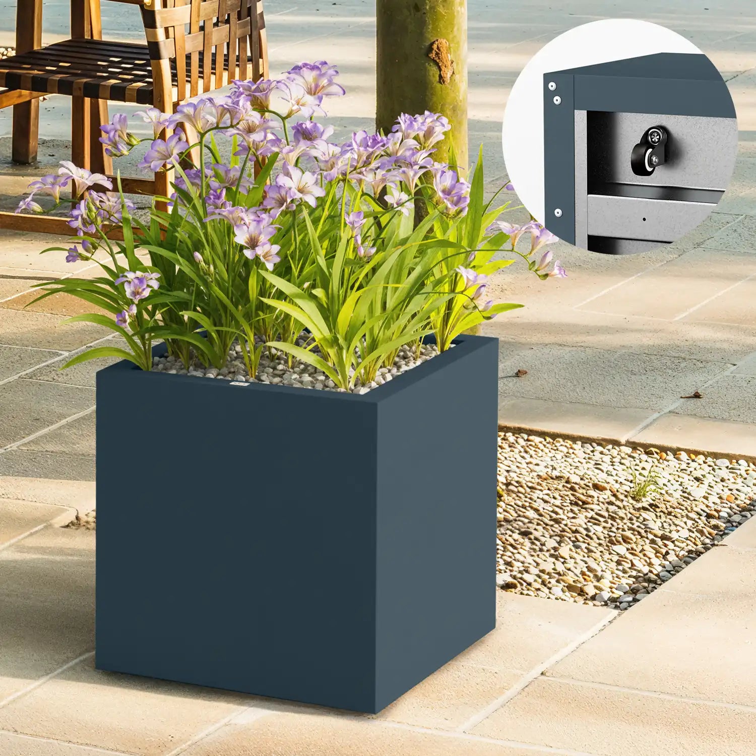 SEV Plantenbak op wielen 50x50x50 - Antraciet - met wielen