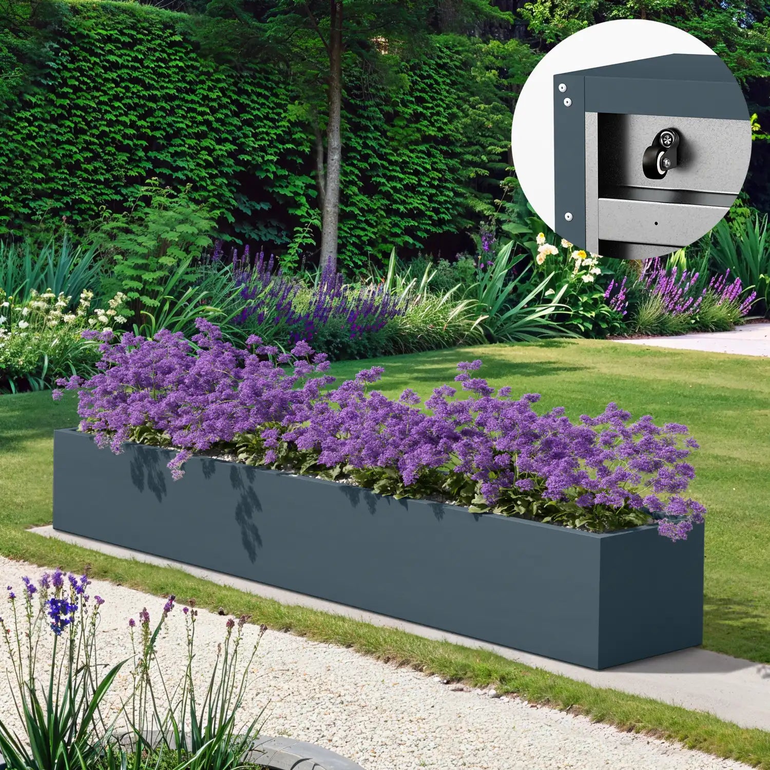 SEV Plantenbak op wielen 250x40x40