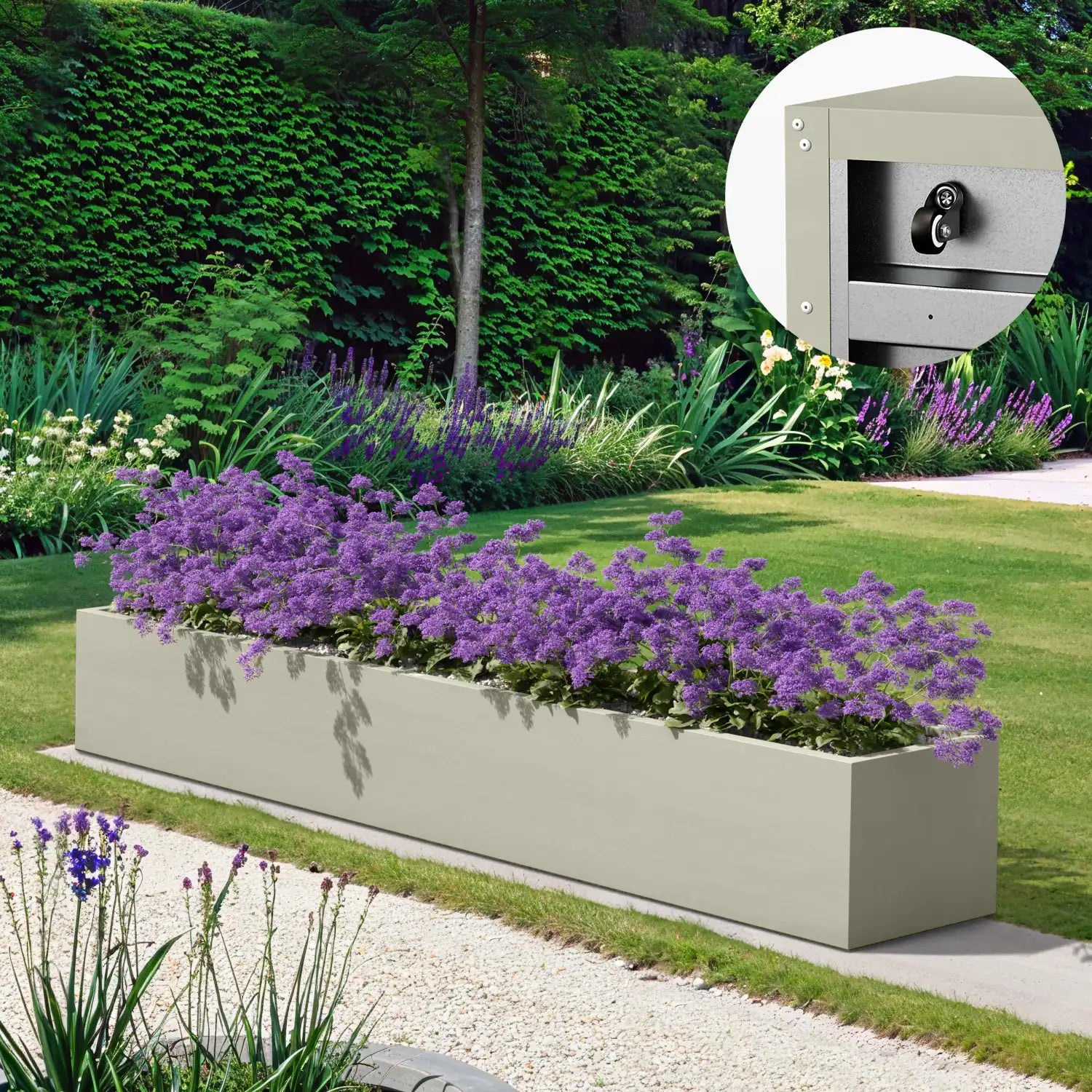 SEV Plantenbak op wielen 250x40x40