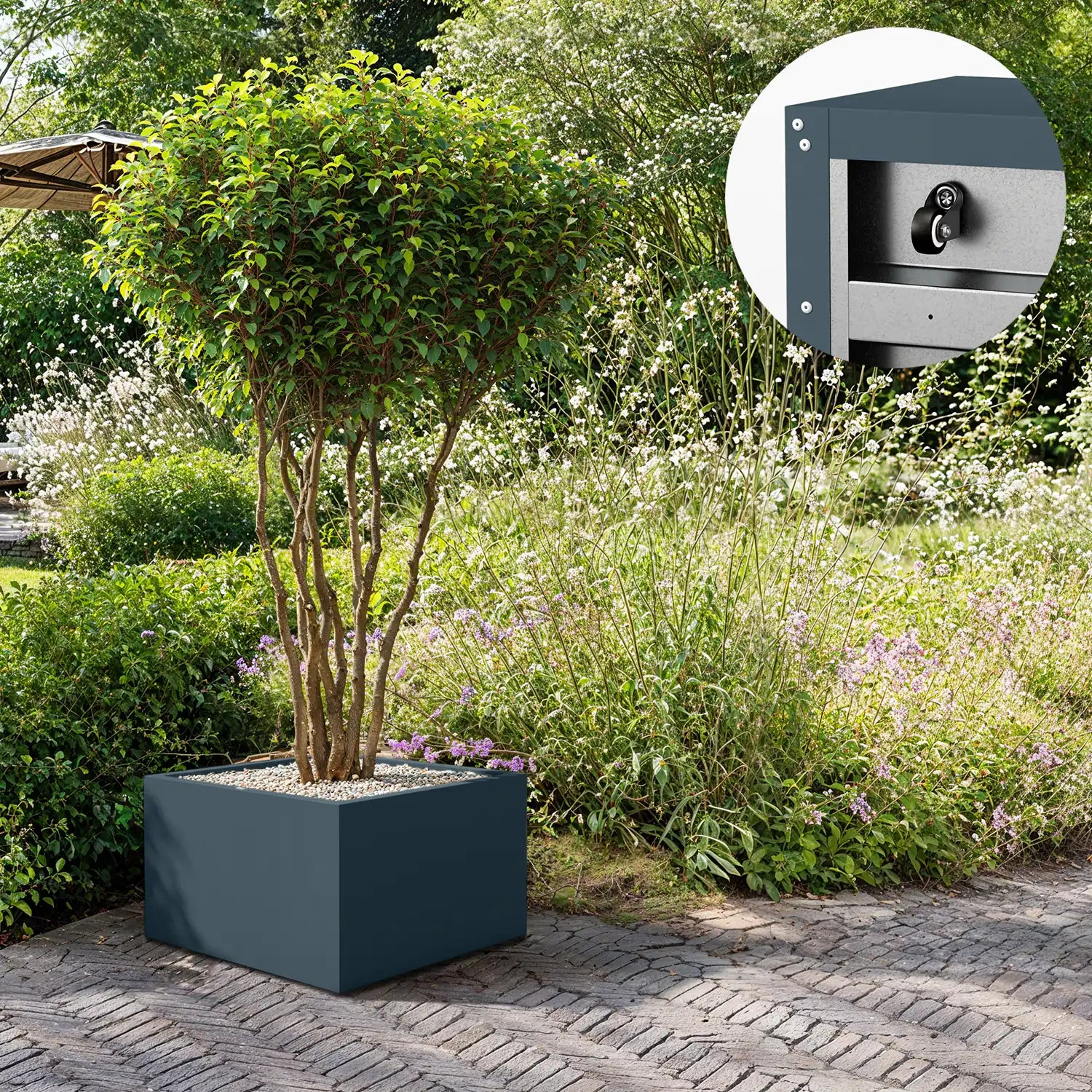 SEV Plantenbak op wielen 80x80x50