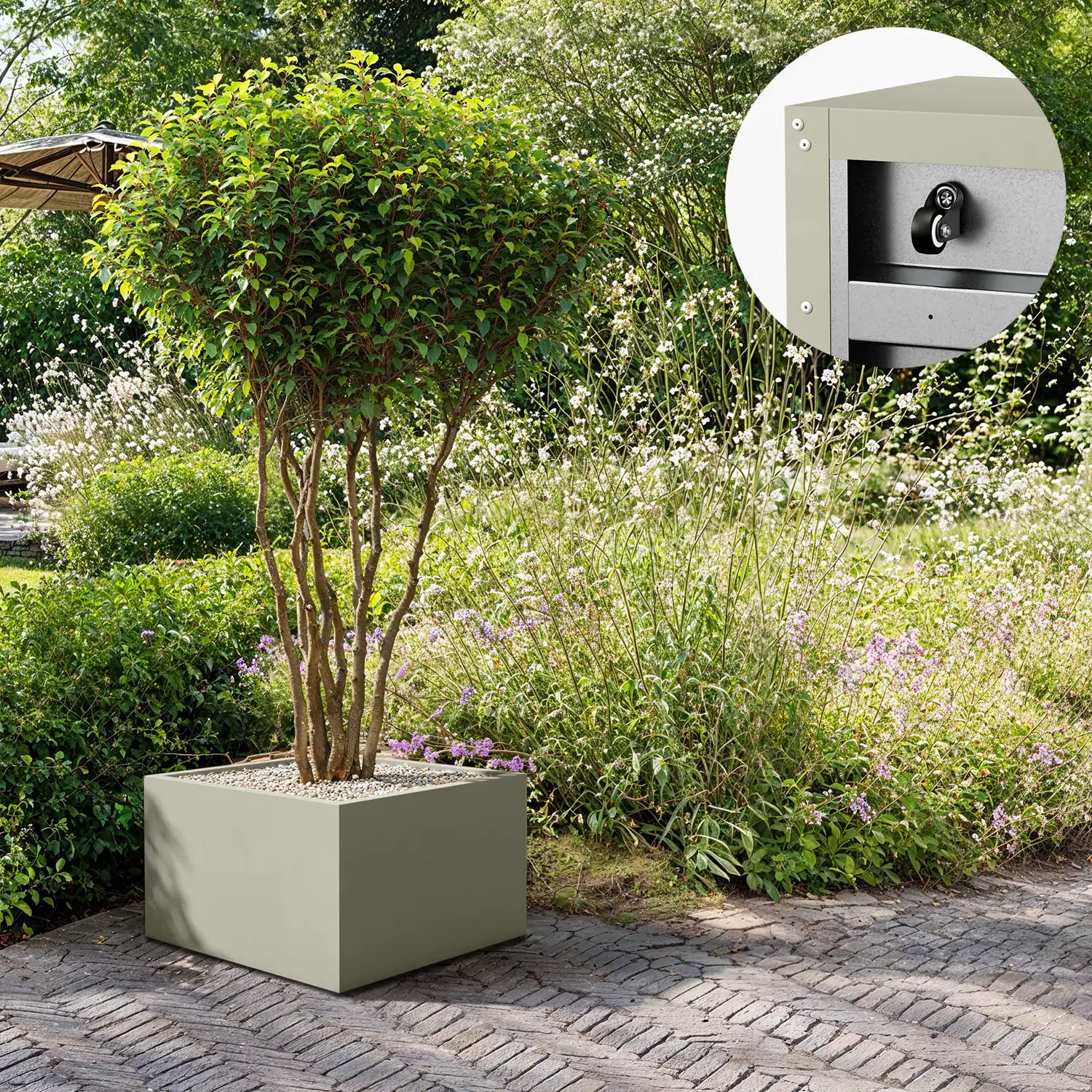 SEV Plantenbak op wielen 80x80x50