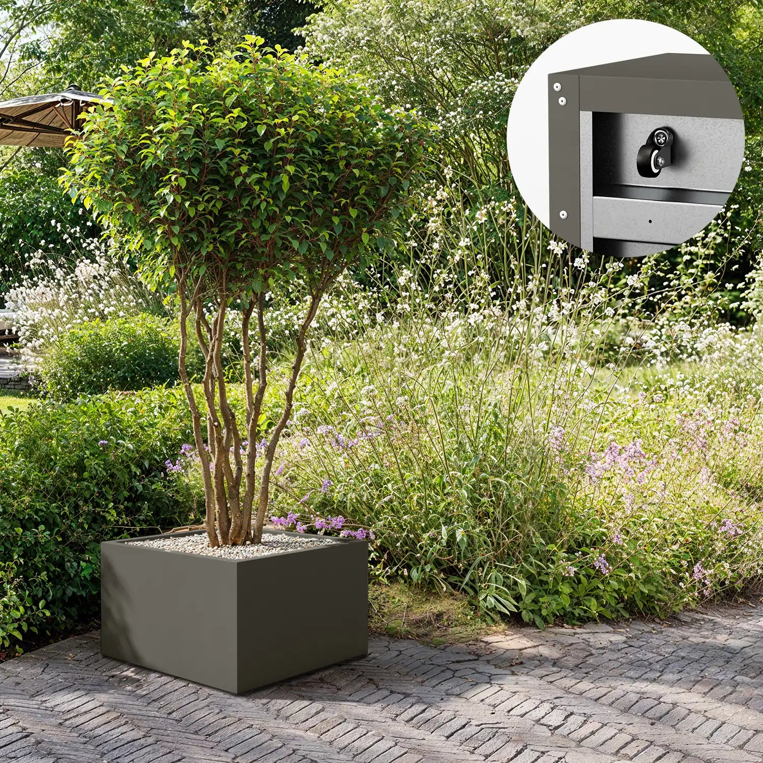 SEV Plantenbak op wielen 80x80x50