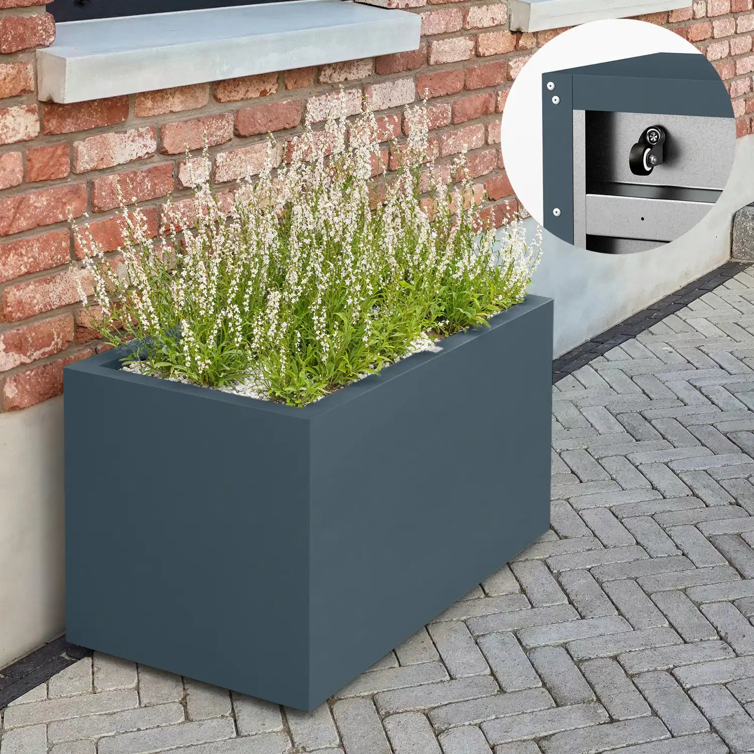 SEV Plantenbak op wielen 100x50x50 - Antraciet - met wielen