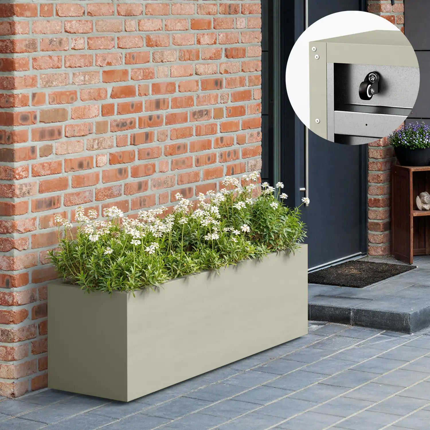 SEV Plantenbak op wielen 150x50x50 - Beige - met wielen