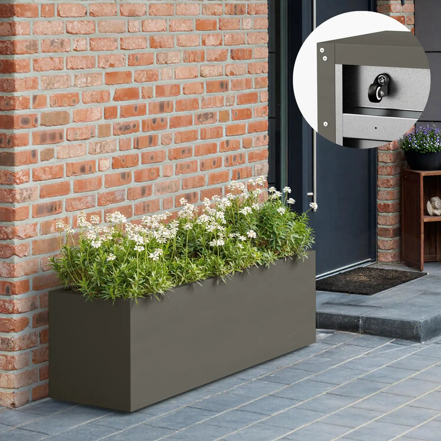SEV Plantenbak op wielen 150x50x50 - Kwartsgrijs - met wielen