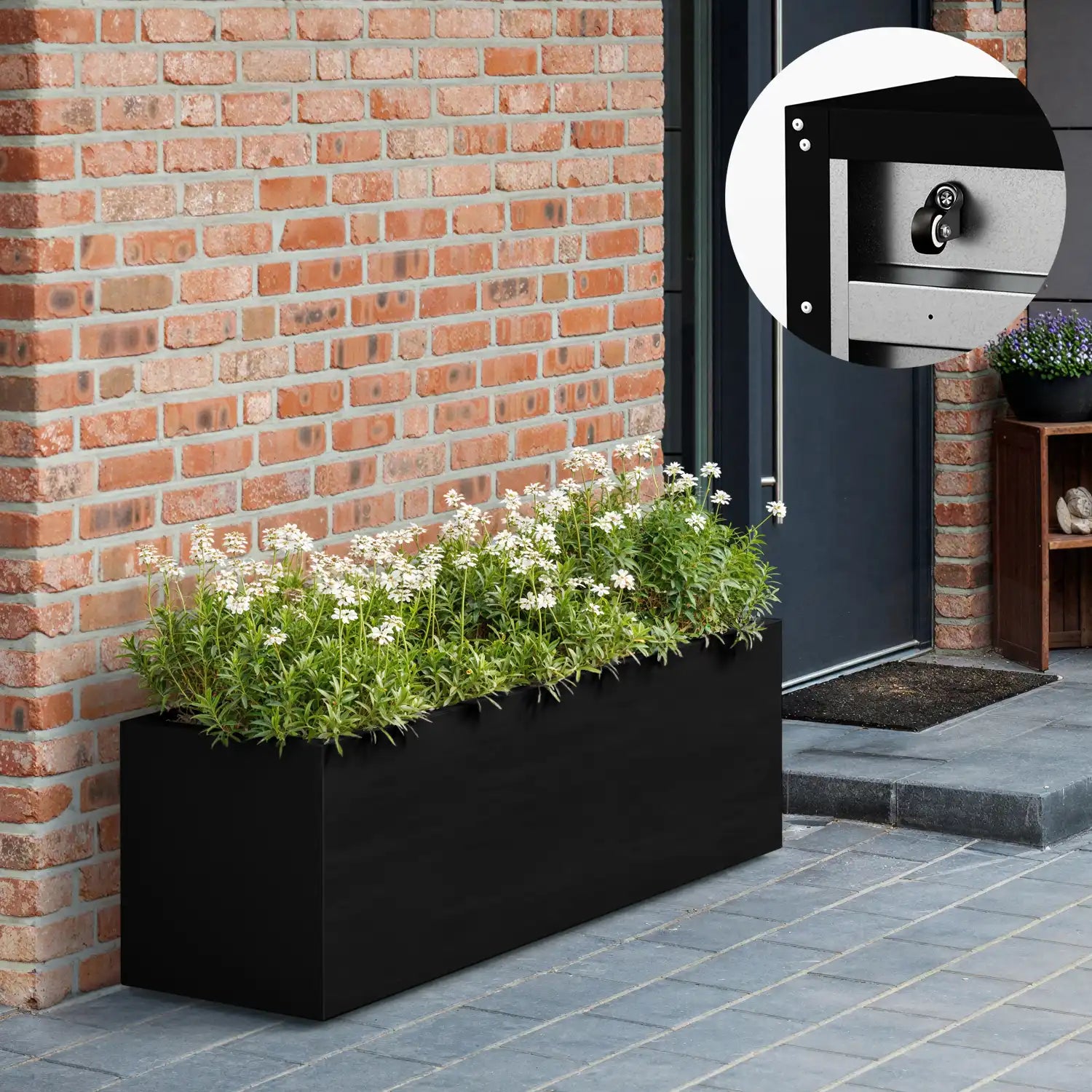 SEV Plantenbak op wielen 150x50x50 - Zwart - met wielen