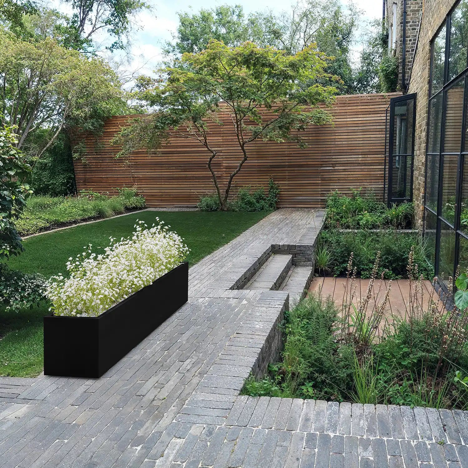 SEV Plantenbak op wielen 200x50x50 - Zwart - plantenbak