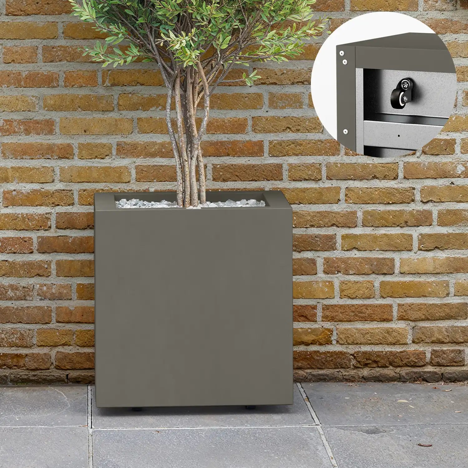 SEV Plantenbak op wielen 40x40x40 - Kwartsgrijs - met wielen