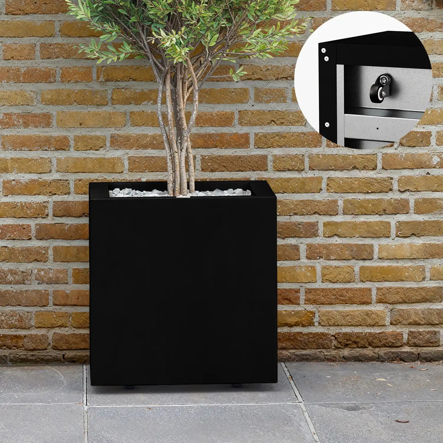 SEV Plantenbak op wielen 40x40x40 - Zwart - met wielen